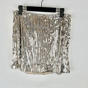 NWT Silver and Cream Sequin Skirt | US Size Large